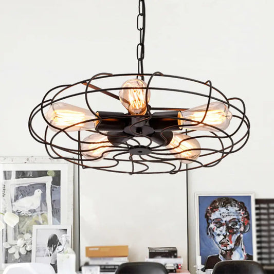 Retro Industrial Hanging Pendant Light with Fan Shape Design - 5 lights - Ideal for Restaurants