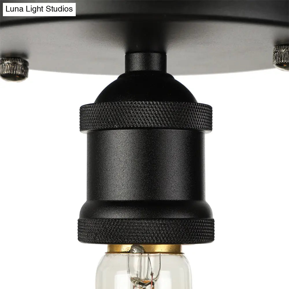 DecorBites™ DecorBites™ Retro Industrial Metal Black/Brass Finish Ceiling Lighting - Exposed Bulb Semi Flush Mount Light for Balcony- 1 Light