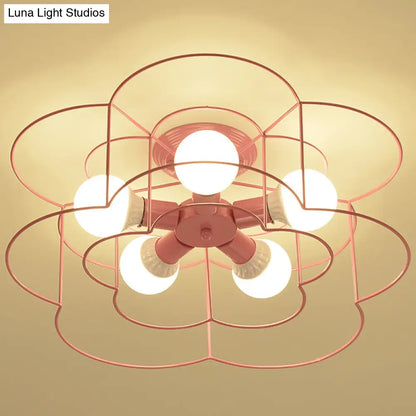 DecorBites™ DecorBites™ Retro Industrial Metal Ceiling Mounted Flower Semi Flush Light Fixture for Bedroom