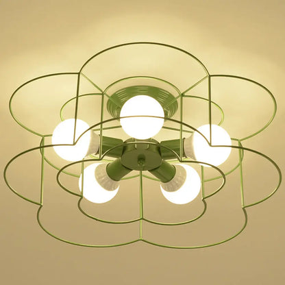 DecorBites™ DecorBites™ Retro Industrial Metal Ceiling Mounted Flower Semi Flush Light Fixture for Bedroom