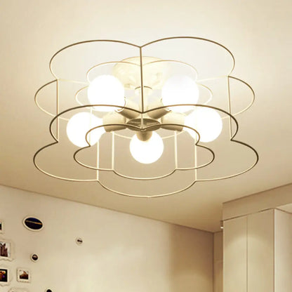 DecorBites™ DecorBites™ Retro Industrial Metal Ceiling Mounted Flower Semi Flush Light Fixture for Bedroom