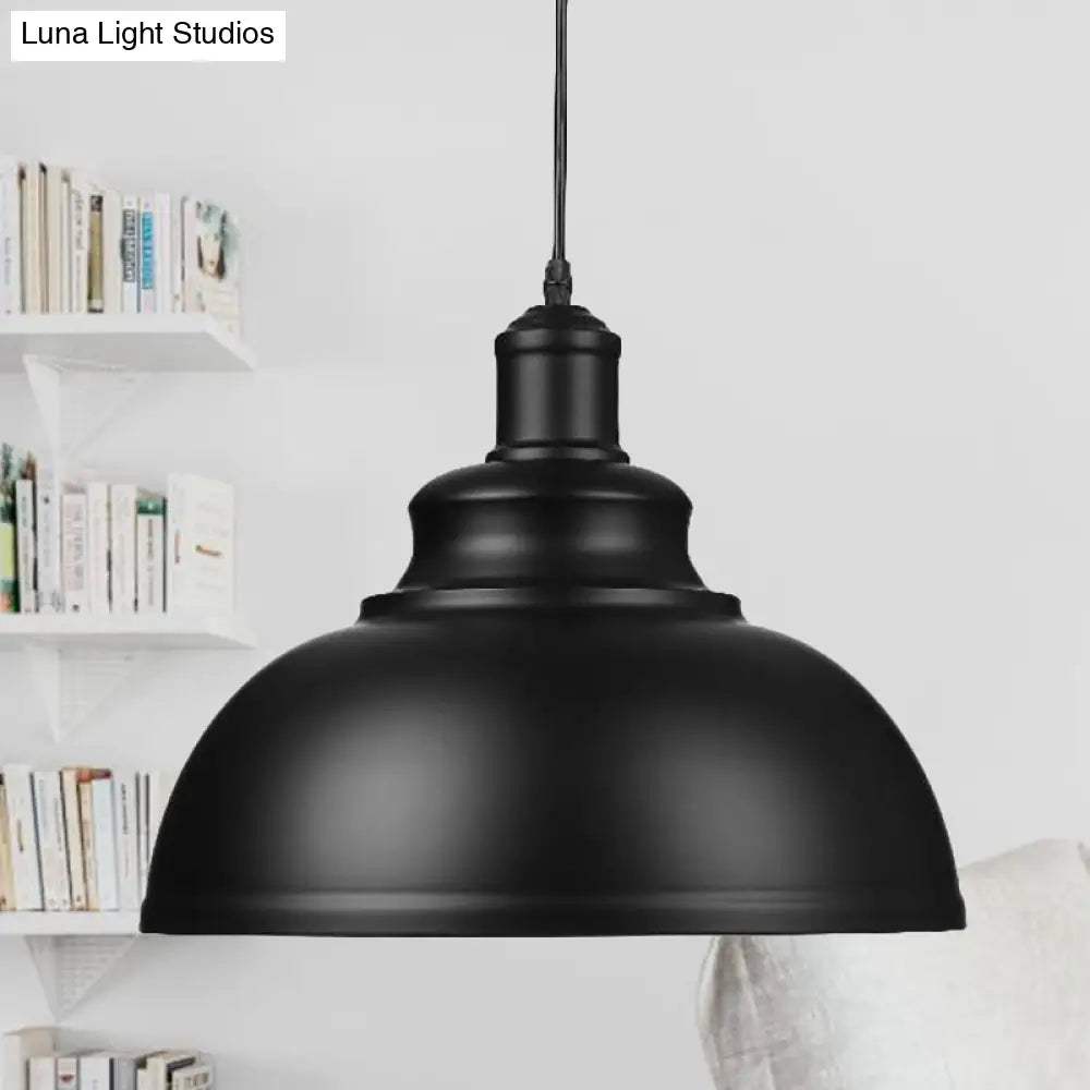 Retro Industrial Metal Ceiling Pendant with Black Finish Bowl Shade - Stylish Suspension Light for Living Room