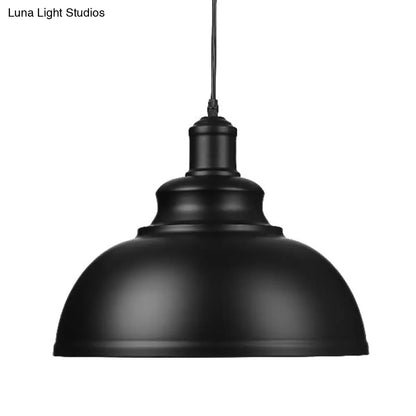 Retro Industrial Metal Ceiling Pendant with Black Finish Bowl Shade - Stylish Suspension Light for Living Room