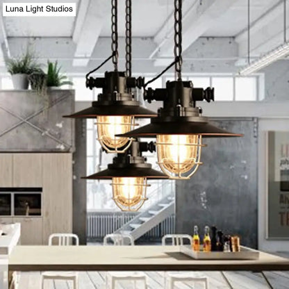 Retro Industrial Metal Hanging Light Kit - 1 Light Caged Pendant with Chain, Perfect for Restaurants