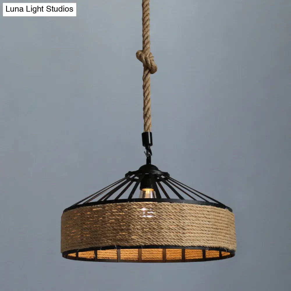 Retro Industrial Metal Pendant Hanging Light with Flared Cage Design - Ideal for Restaurants