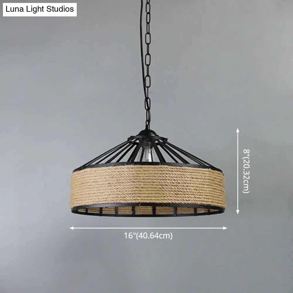 Retro Industrial Metal Pendant Hanging Light with Flared Cage Design - Ideal for Restaurants