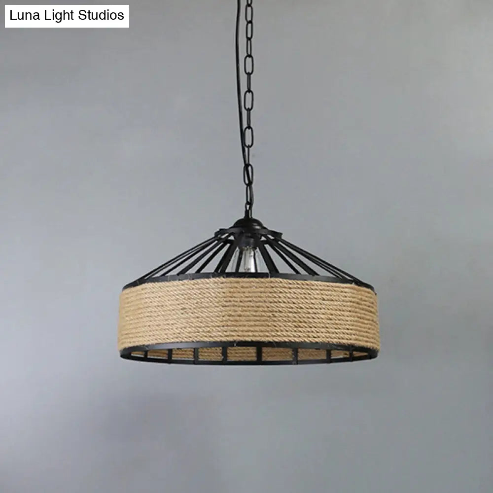 Retro Industrial Metal Pendant Hanging Light with Flared Cage Design - Ideal for Restaurants