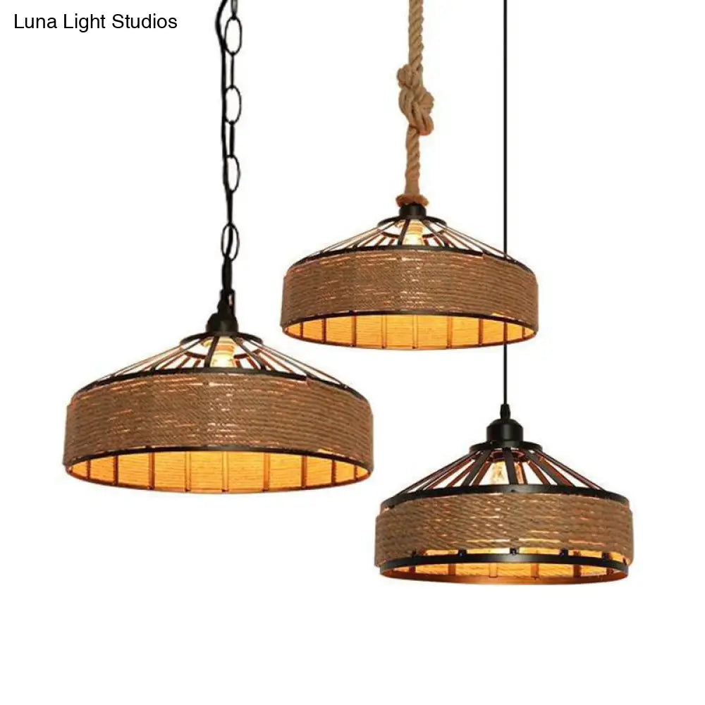 Retro Industrial Metal Pendant Hanging Light with Flared Cage Design - Ideal for Restaurants