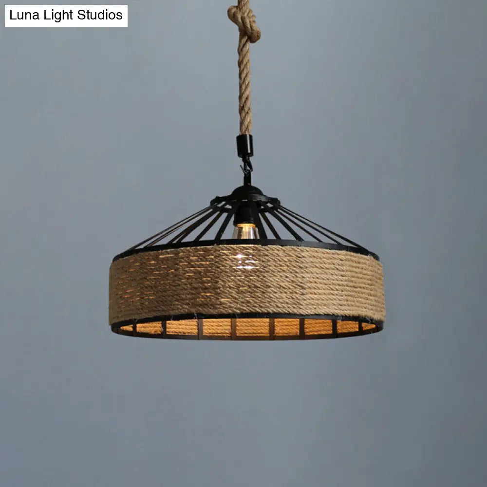 Retro Industrial Metal Pendant Hanging Light with Flared Cage Design - Ideal for Restaurants