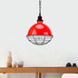 Retro Industrial Metal Pendant Light - Bowl Shade, 1 Bulb - Black/White/Red - Indoor Ceiling Light with Wire Guard and Chain