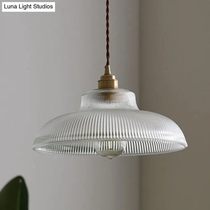 Retro Industrial Pendant Lighting - 1 Light Prismatic Glass Dome - Perfect for Living Room