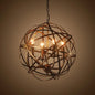 Retro Industrial Round Cage Chandelier - 4 Light Metal Pendant