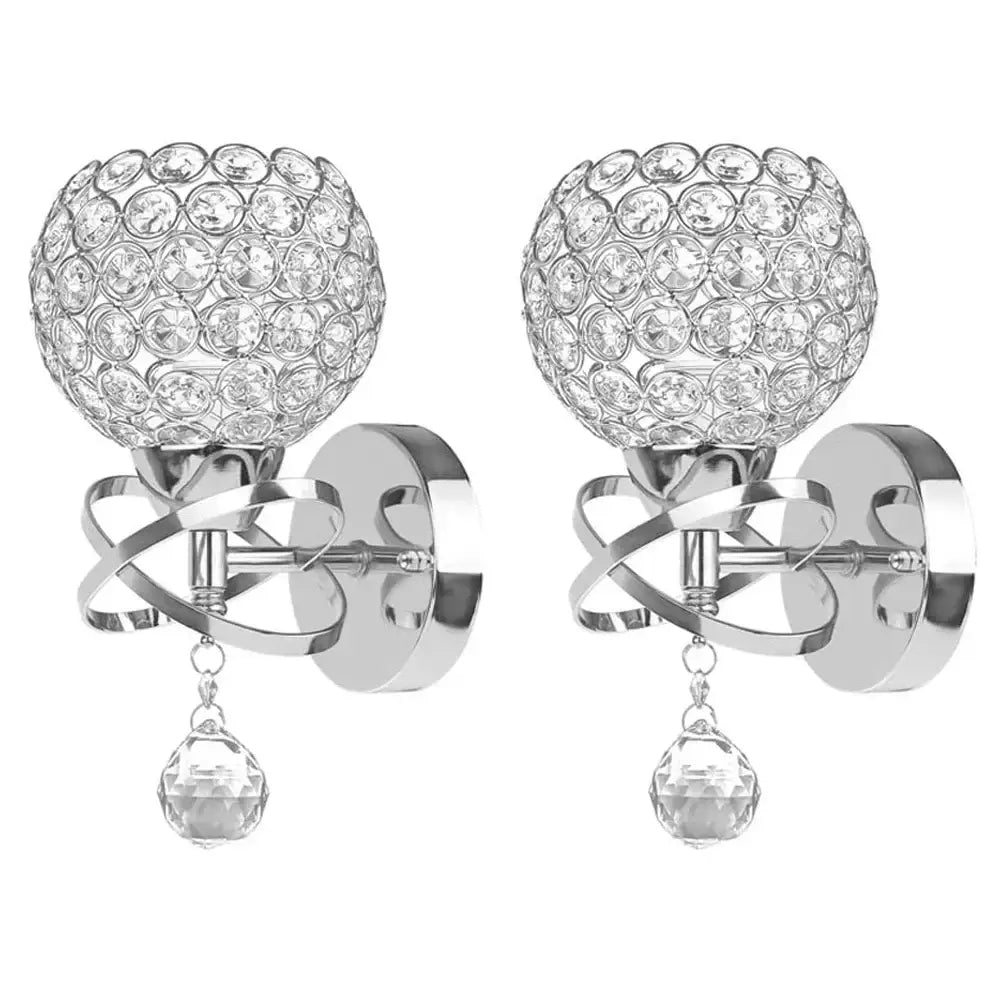Crystal-encrusted spherical wall lamp with chrome metal bases and faceted crystal pendants for living room decorbites crystal wall lamp