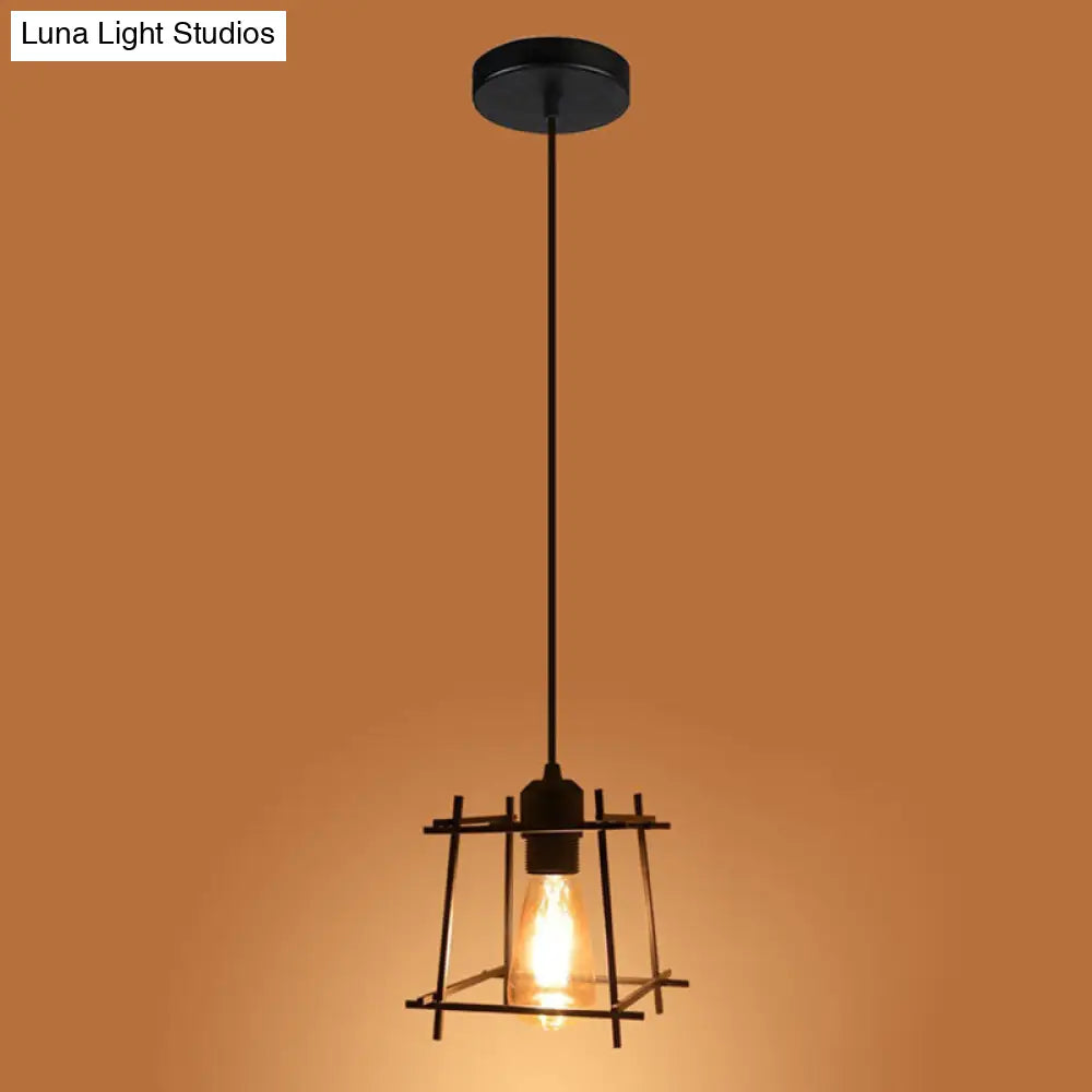 DecorBites™ DecorBites™ Retro Industrial Square Semi Flush Chandelier - Metal Ceiling Light for Hallway
