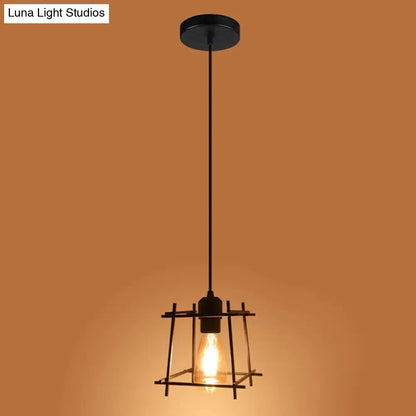 DecorBites™ DecorBites™ Retro Industrial Square Semi Flush Chandelier - Metal Ceiling Light for Hallway