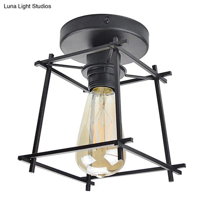 DecorBites™ DecorBites™ Retro Industrial Square Semi Flush Chandelier - Metal Ceiling Light for Hallway