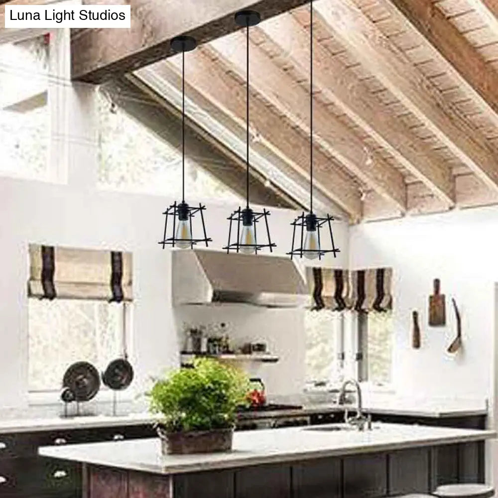 DecorBites™ DecorBites™ Retro Industrial Square Semi Flush Chandelier - Metal Ceiling Light for Hallway