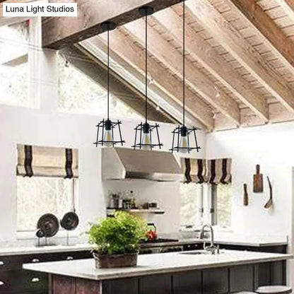 DecorBites™ DecorBites™ Retro Industrial Square Semi Flush Chandelier - Metal Ceiling Light for Hallway