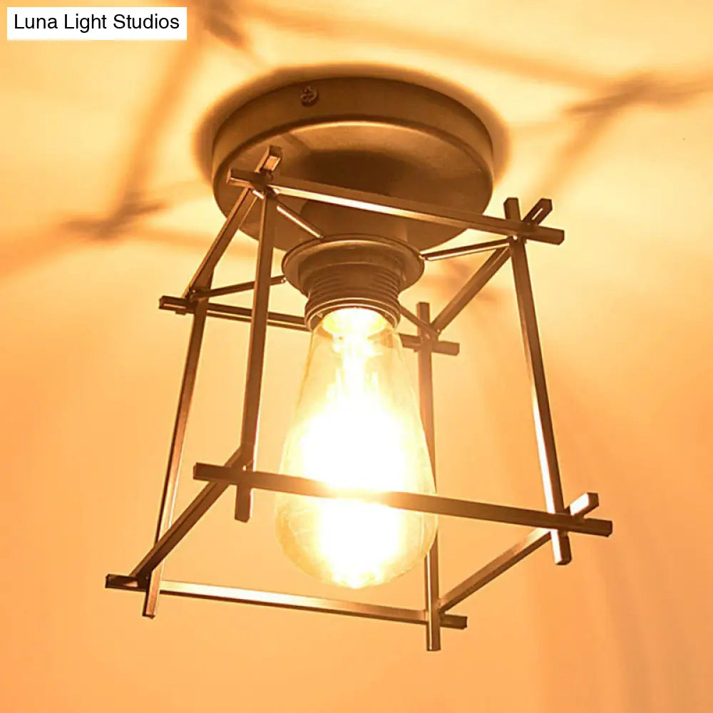 DecorBites™ DecorBites™ Retro Industrial Square Semi Flush Chandelier - Metal Ceiling Light for Hallway