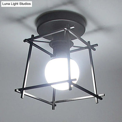 DecorBites™ DecorBites™ Retro Industrial Square Semi Flush Chandelier - Metal Ceiling Light for Hallway