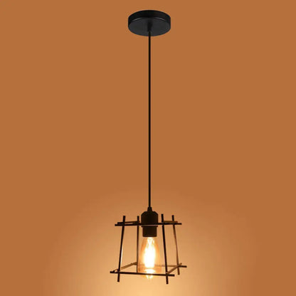DecorBites™ DecorBites™ Retro Industrial Square Semi Flush Chandelier - Metal Ceiling Light for Hallway