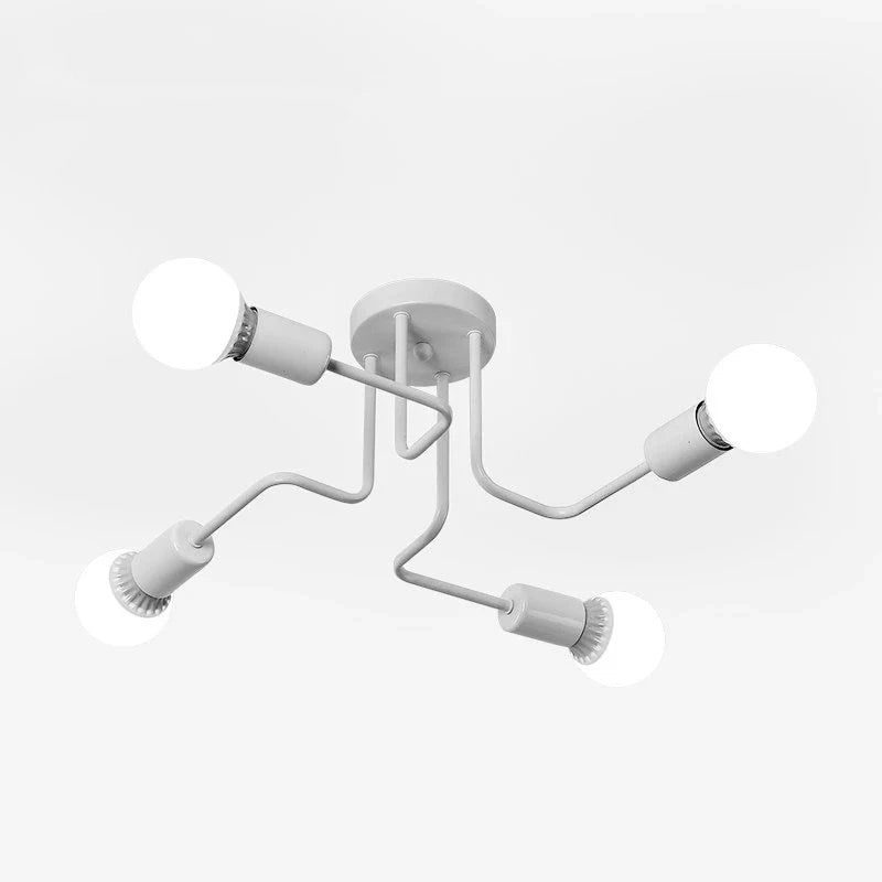 Retro Industrial Wrought Iron Ceiling Light - White 4 Heads