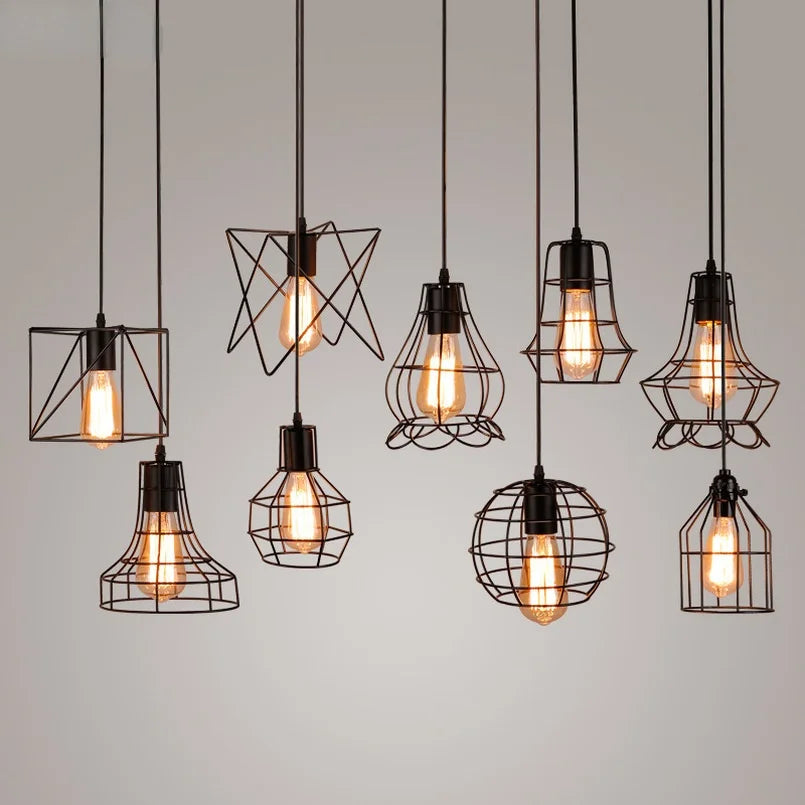 Retro Iron Art Pendant Light - Vintage Industrial Style
