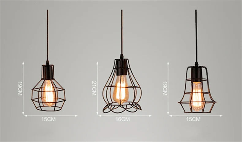 Retro Iron Art Pendant Light - Vintage Industrial Style