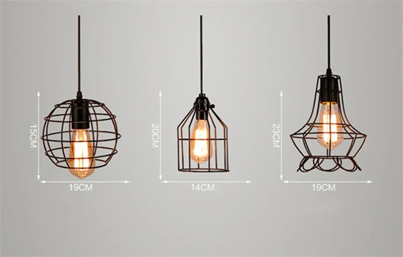 Retro Iron Art Pendant Light - Vintage Industrial Style