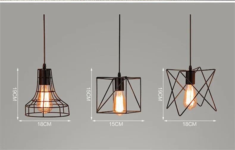 Retro Iron Art Pendant Light - Vintage Industrial Style