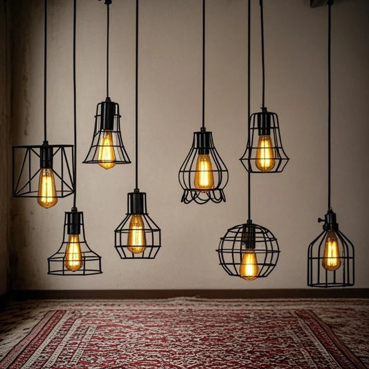 Retro Iron Art Pendant Light - Vintage Industrial Style
