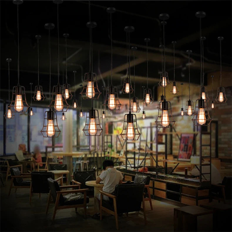 Retro Iron Art Pendant Light - Vintage Industrial Style