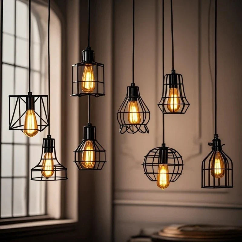 Retro Iron Art Pendant Light - Vintage Industrial Style