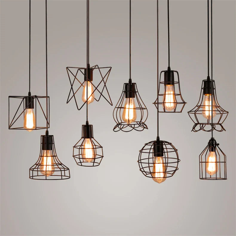 Retro Iron Art Pendant Light - Vintage Industrial Style
