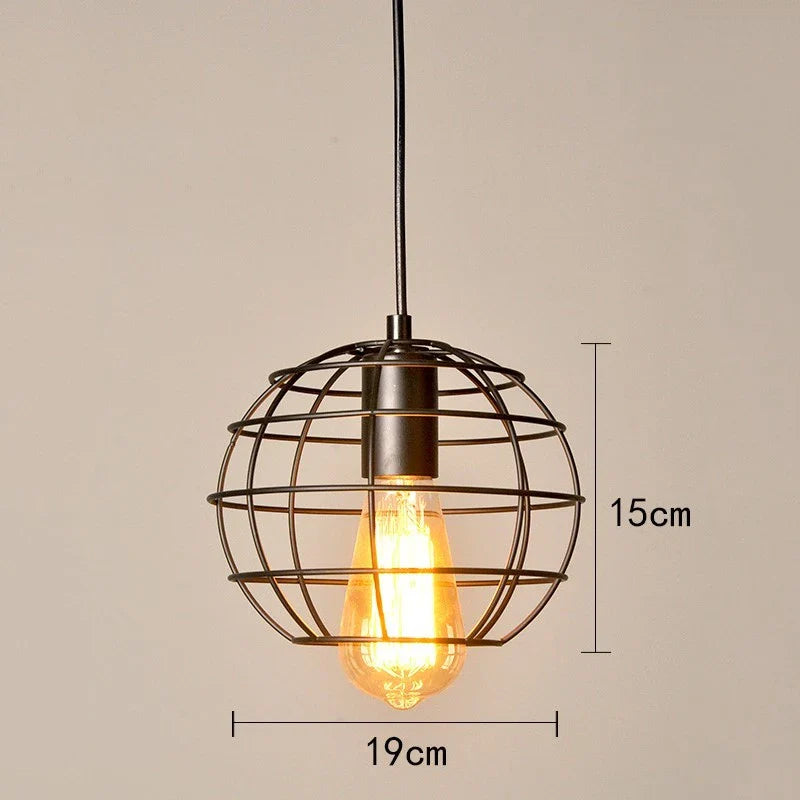 Retro Iron Art Pendant Light - Vintage Industrial Style - E
