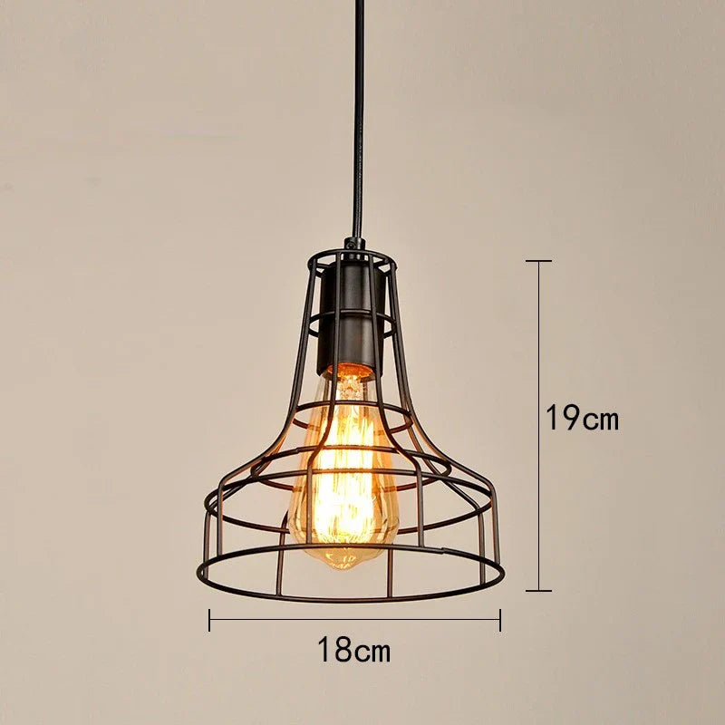 Retro Iron Art Pendant Light - Vintage Industrial Style - J