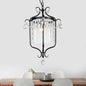 Retro Iron Pendant Light with Crystal Rod Drape - Scroll Frame Corridor Lamp (Black/White)