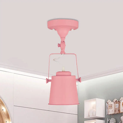 DecorBites™ DecorBites™ Retro Loft Tapered Pendant Light in Rotatable Grey/Red/Pink for Bedroom Ceiling