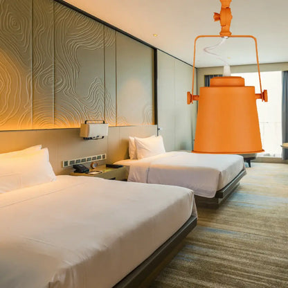 DecorBites™ DecorBites™ Retro Loft Tapered Pendant Light in Rotatable Grey/Red/Pink for Bedroom Ceiling