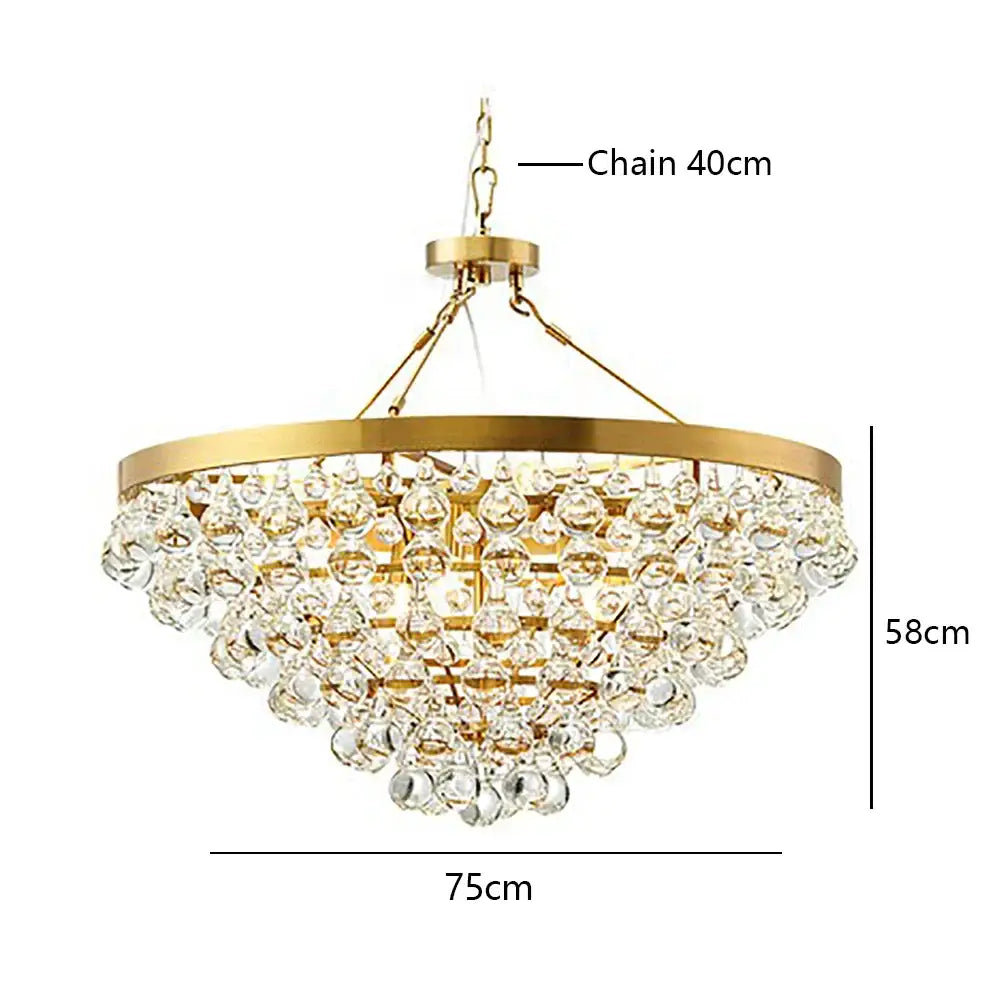 Gold-toned pendant lights with cascading clear crystal bead ceiling tiers for retro luxury dining room decorbites crystal bead
