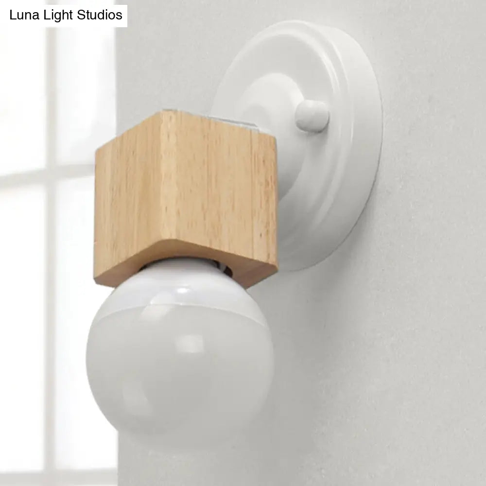 DecorBites™ DecorBites™ Retro Metal and Wood Exposed Ceiling Mounted Light - White Finish | 1 Head Adjustable Semi Flush Light for Balcony