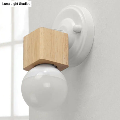 DecorBites™ DecorBites™ Retro Metal and Wood Exposed Ceiling Mounted Light - White Finish | 1 Head Adjustable Semi Flush Light for Balcony