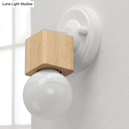 DecorBites™ DecorBites™ Retro Metal and Wood Exposed Ceiling Mounted Light - White Finish | 1 Head Adjustable Semi Flush Light for Balcony