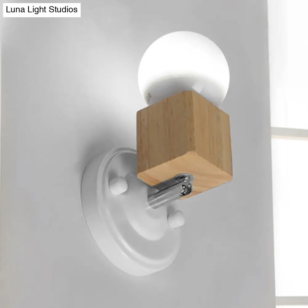 DecorBites™ DecorBites™ Retro Metal and Wood Exposed Ceiling Mounted Light - White Finish | 1 Head Adjustable Semi Flush Light for Balcony