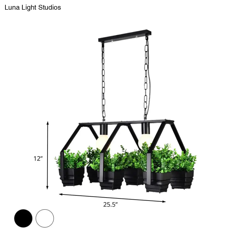 ديكوربايتس™ مصباح سقف جزيرة معدني عتيق مع مصباحين باللونين الأسود والأبيض - مثالي للمطاعم