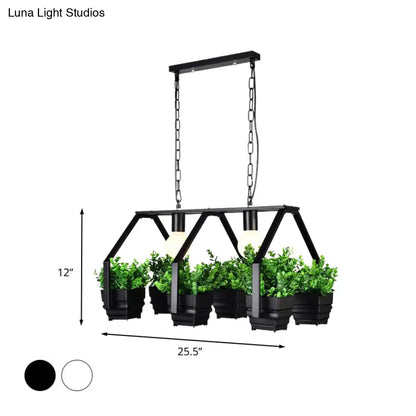 ديكوربايتس™ مصباح سقف جزيرة معدني عتيق مع مصباحين باللونين الأسود والأبيض - مثالي للمطاعم