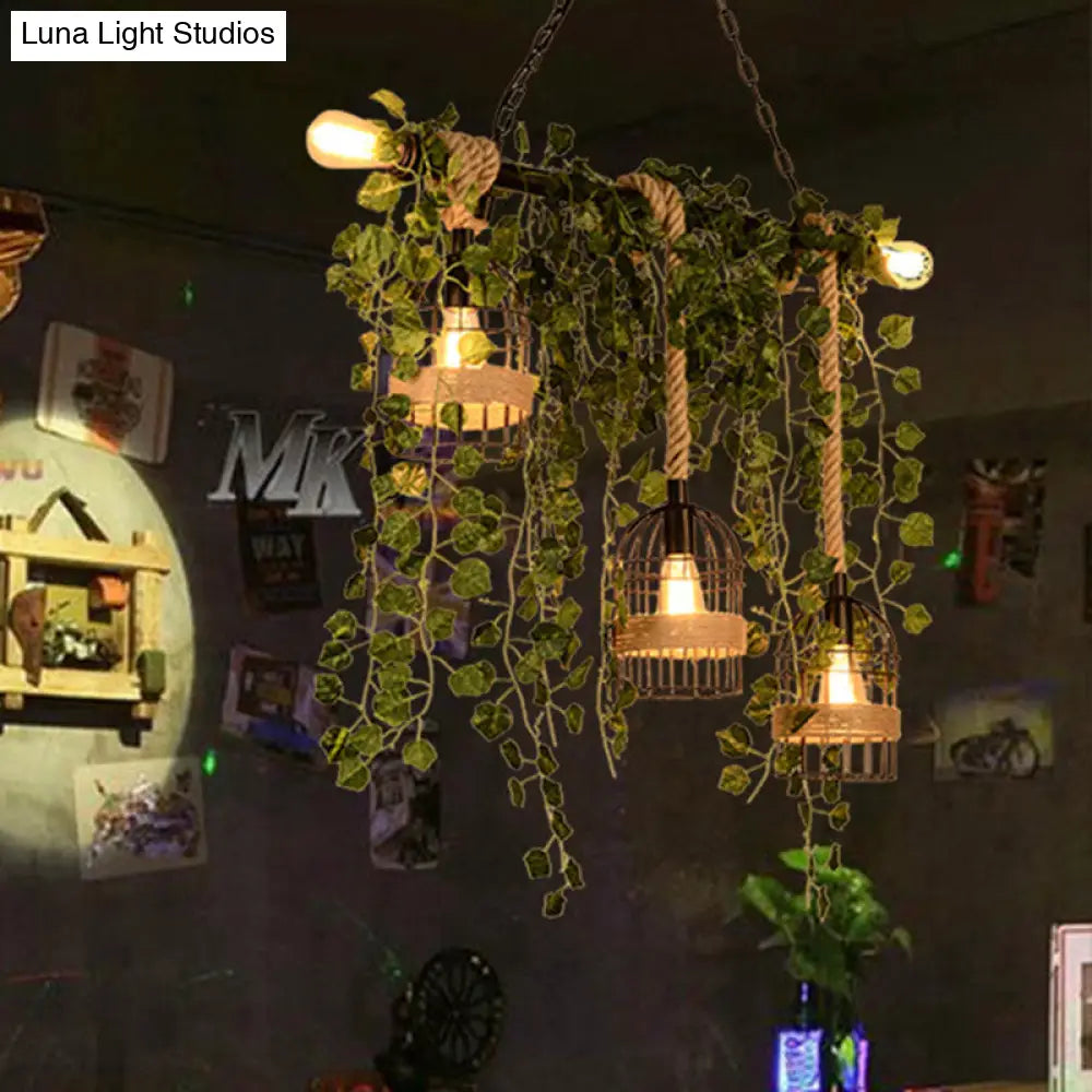 ديكوربايتس™ مصباح جزيرة معدني عتيق مع 5 قطرات من الزهور/النباتات الوردية/الخضراء للمطاعم