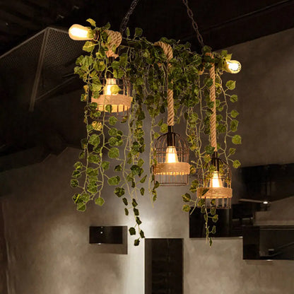 ديكوربايتس™ مصباح جزيرة معدني عتيق مع 5 قطرات من الزهور/النباتات الوردية/الخضراء للمطاعم