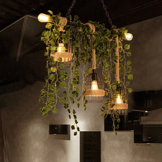 ديكوربايتس™ مصباح جزيرة معدني عتيق مع 5 قطرات من الزهور/النباتات الوردية/الخضراء للمطاعم