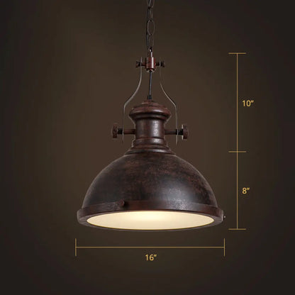 Retro Metal Pendant Light with Frosted Glass Diffuser - Bowl Restaurant Design